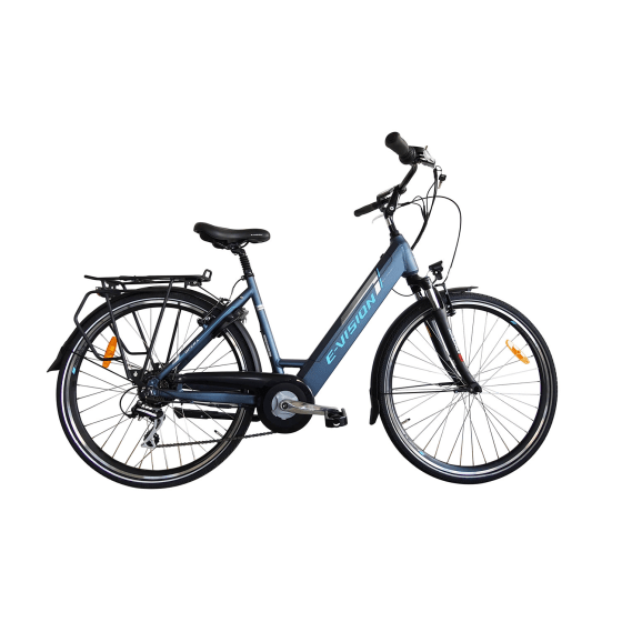 E-Vision 28 inch OPERA Damesfiets Mat zilverBlauw E-Vision 28 inch OPERA Damesfiets Mat zilverBlauw